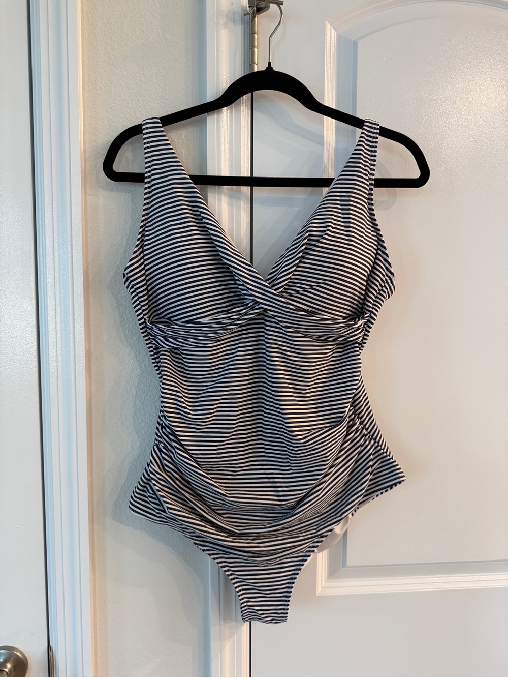 Classic Navy & White Striped One-Piece Swimsuit